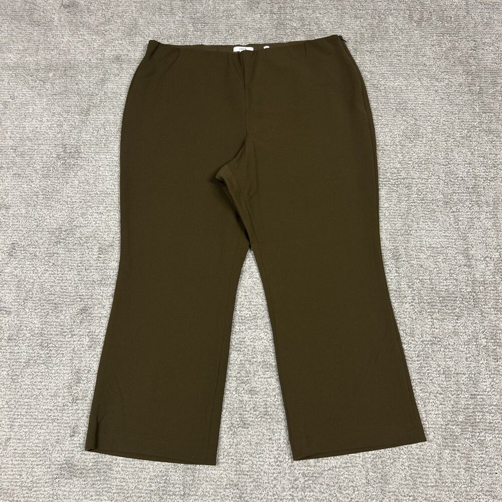 Vince Crop Flare Pants Womens 2X Pintuck Green Brown Career Office Stretch New